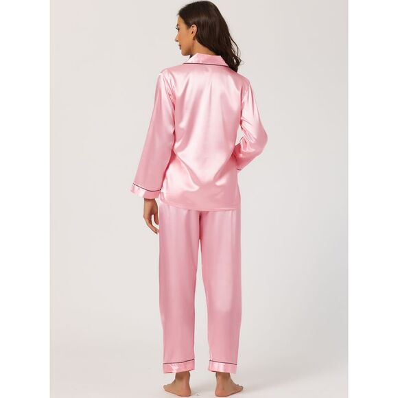 Women's Pajama Sets Sleepwear Button Down Soft Night Suit Lounge Light Pink - Picture 3 of 5